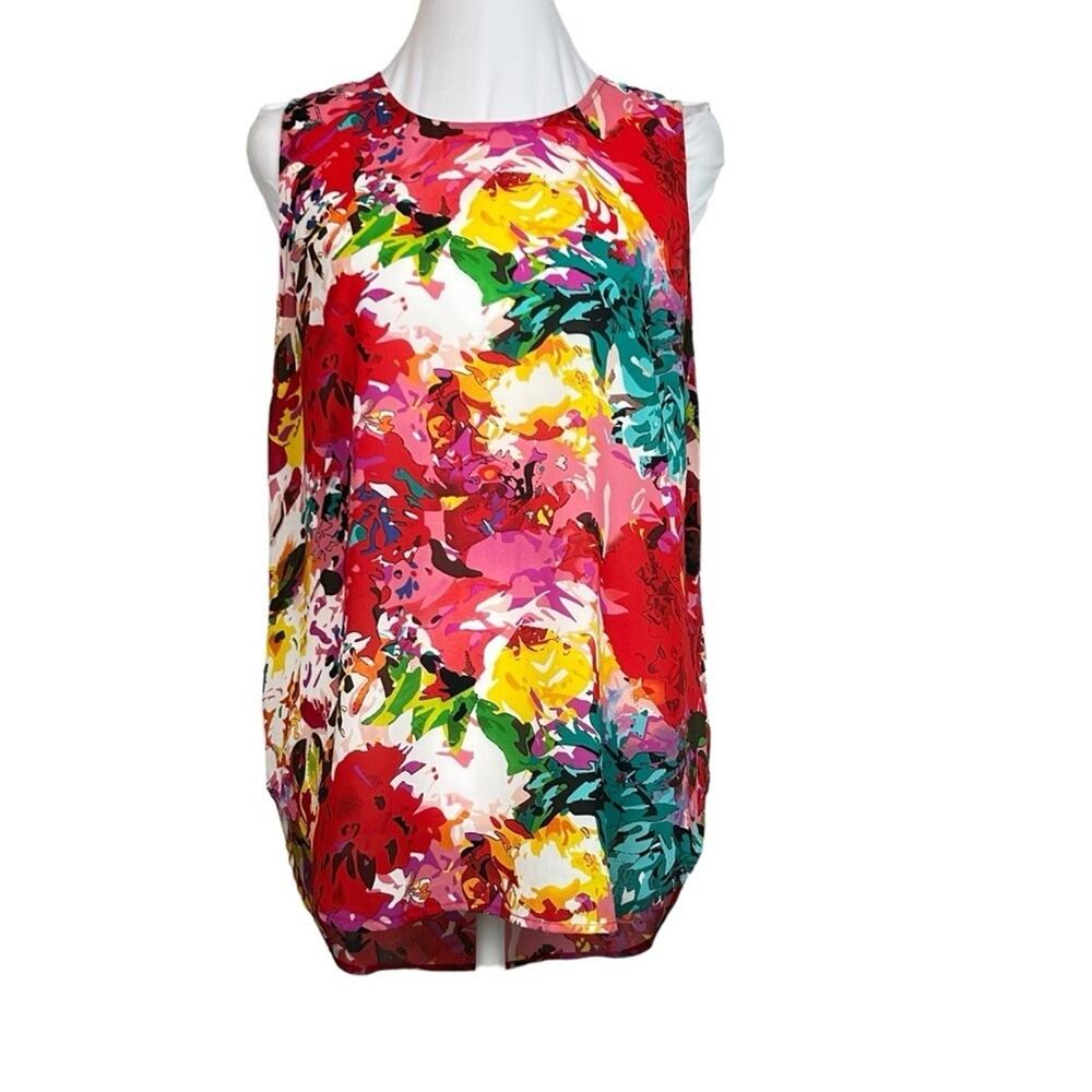 Cynthia Rowley Top Womens Size S Multicolored Floral Sleeveless Bright Vivid Fun